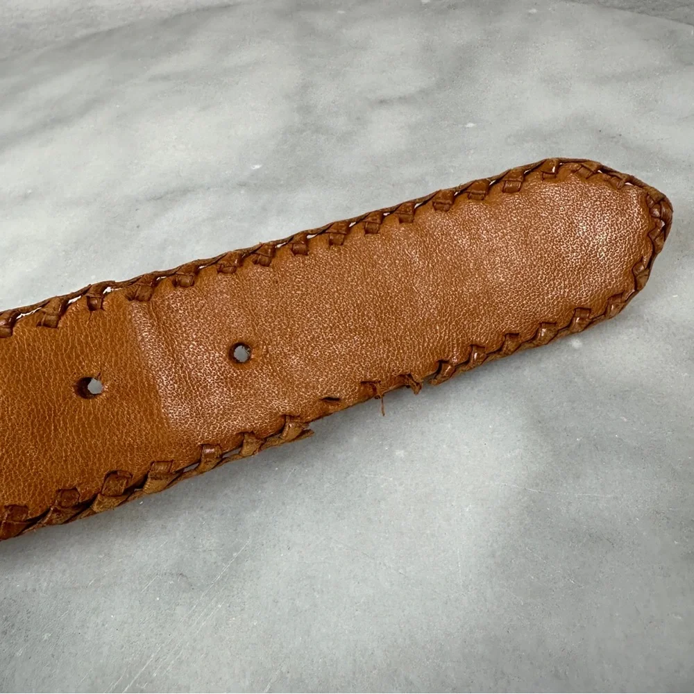 Brown Leather Belt Multicolor Woven Design‎ Guatemalan boho bohemian western